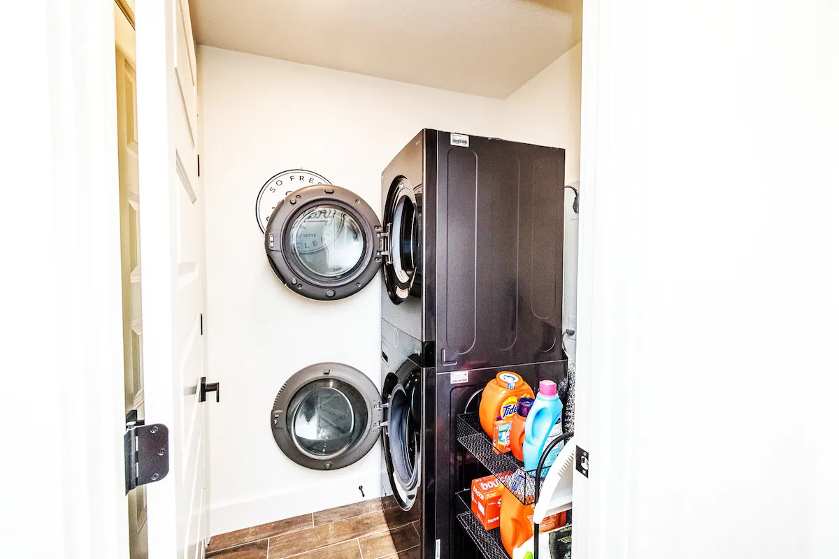 Sandy Shores Oasis stacked washer and dryer for easy laundry